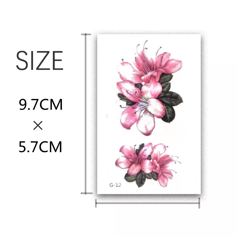 2 Pcs Waterproof Temporary Flower Tattoo Stickers For Women Fake Tattoo Body Art Disposable Decorate Decals Women Men Children
