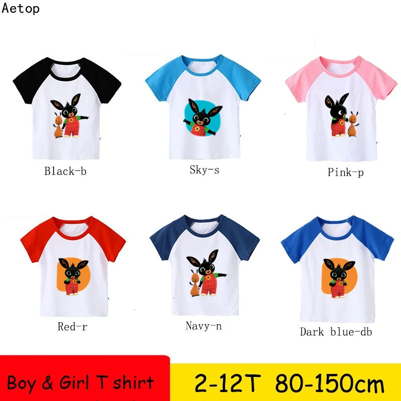 Bing Rabbit/От 2 до 12 лет футболка с короткими рукавами для мальчиков и девочек детские
