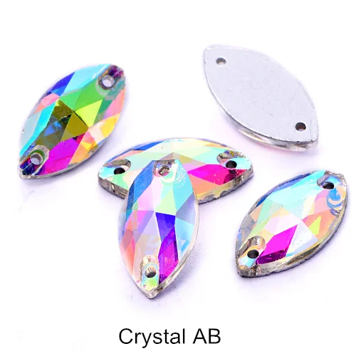 Crystal AB 5 размеров красочные Наветт стеклянные стразы шьют на Стразы желтый плоский с оборота конский глаз формы пришивные стразы для одежды B0161 - Цвет: Crystal AB