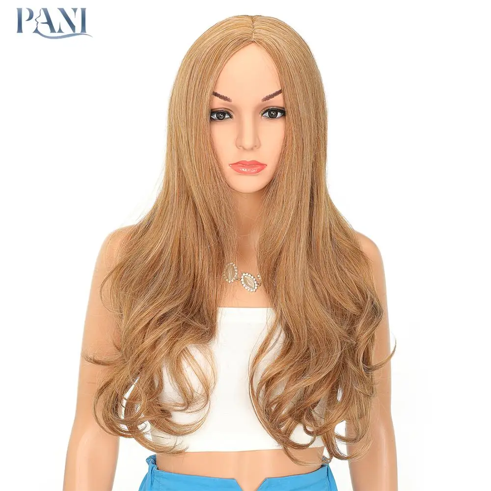 

PANI Long Wavy Wigs for Women Synthetic Wig With Natural Hairline Dark Blonde Hair Heat Resistant Fiber Include Wig Cap Cosplay