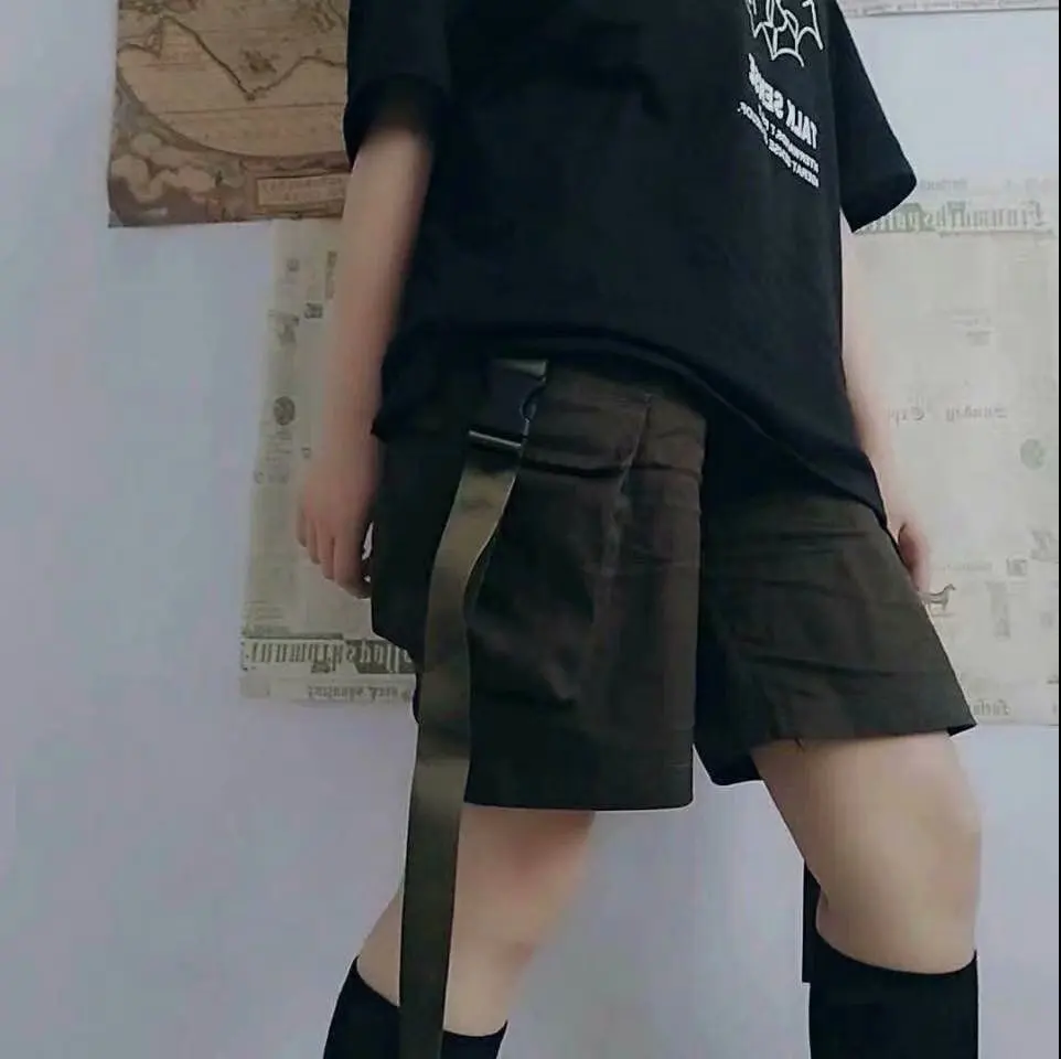 

Elastic Waist Wild Multi-pocket Women's Shorts Street Overalls Women's Cool Five-point with Casual Motorcycle Shorts