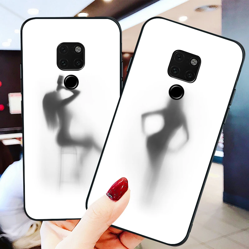 

Sexy female silhouette for huawei Mate 10 20 30 40 Lite Pro X Lite RS Plus TPU Black Phone Case