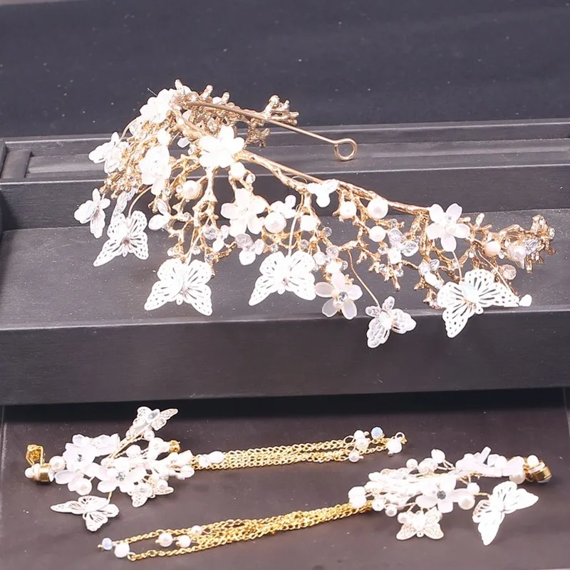 Высококачественный Свадебный головной убор в виде бабочки цветка хрустальной