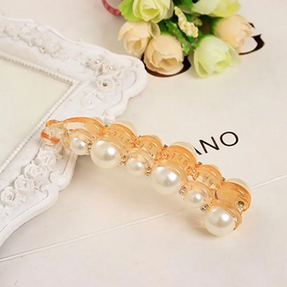amber 1Pc Pearls Hairpins Hair Clips Jewelry Banana Clips Headwear Women Hairgrips Girl Ponytail Barrettes Hair Pins Accessories - Цвет: amber