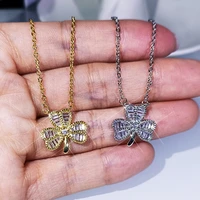 crystal 4 four leaves clover pendant necklaces lover gift top quality fashion jewelry dropshipping charms women accessorie