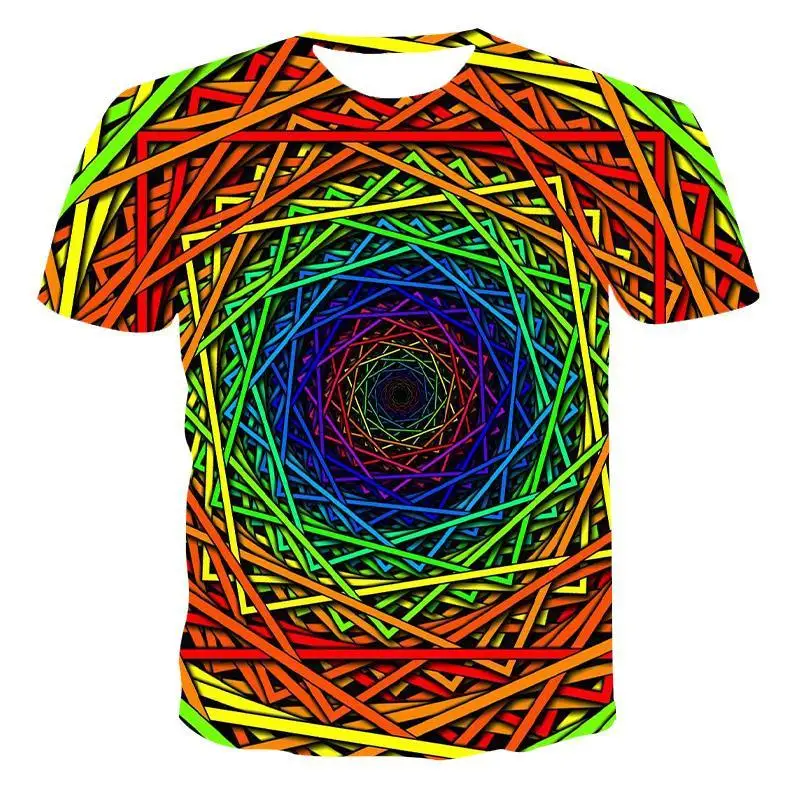 

New T -Shirt Men 'S High -Quality Men 'S T -Shirt Short -Sleeved Novel Color Pattern 3d Printing Fashion Handsome Men 'S T-Shirt