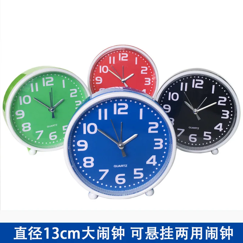 

5 inch round plastic mirror large alarm clock color can be hung upright dual purpose factory direct sales