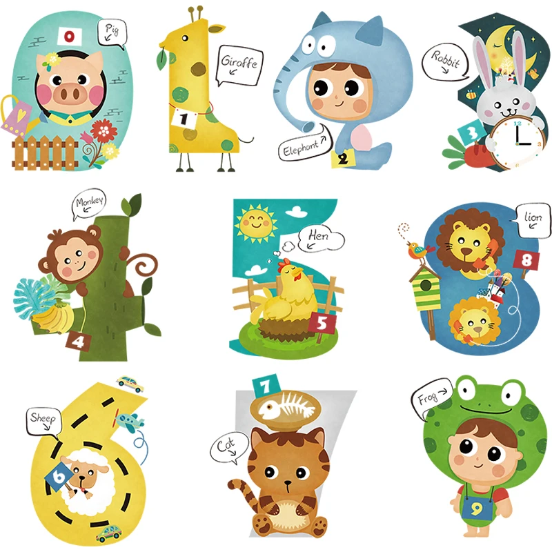 

Cartoon Kawaii Animal Wall Stickers for Kids Nursery Room Living Room Wall Decoration DIY Vinyl Wallpaper Art Decals Home