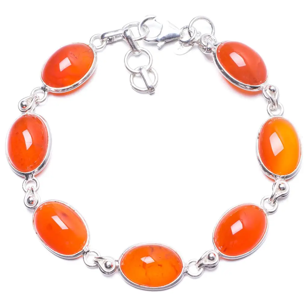 Натуральный Сердолик ручной работы уникальный 925 пробы серебряный браслет 7 1/4-7 3/4