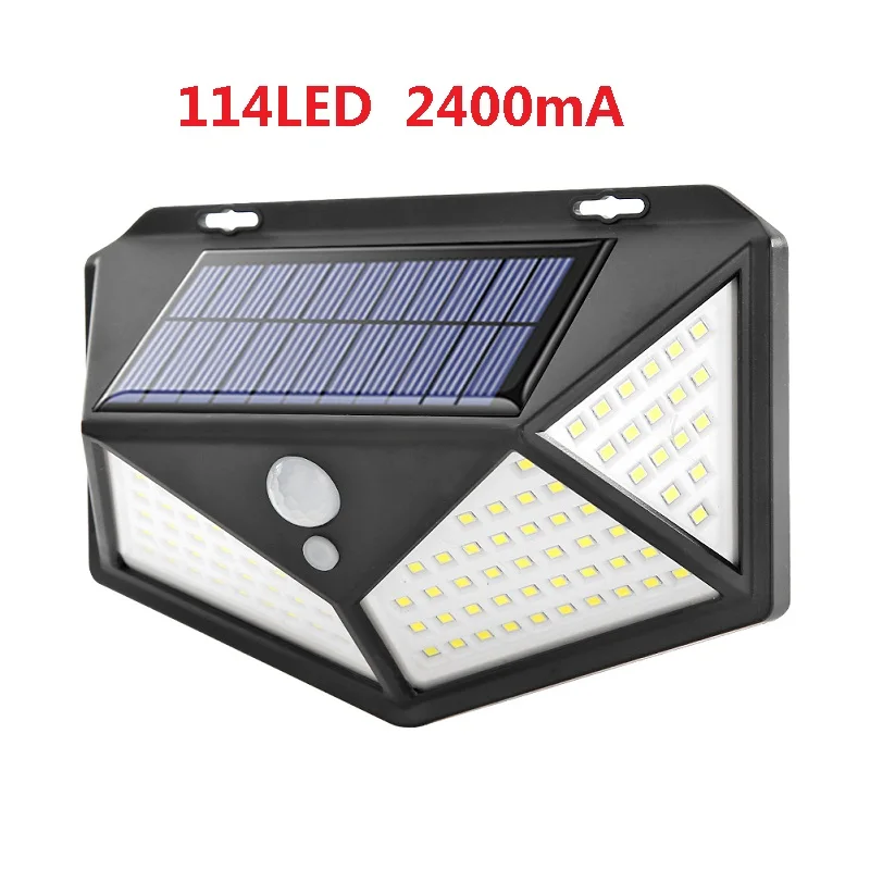 1pc 114LED 100/114LED 4-стороннее Солнечный PowerLight 3 режима 120 градусов угол движения Сенсор стенная солнечна лампа на открытом воздухе Водонепроницаемый шланг для полива огорода, двора, лампы - Испускаемый цвет: 1pc 114LED