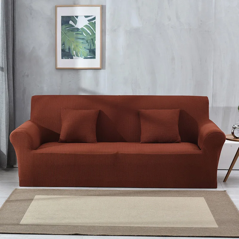 Red coffee Slipcovers водоотталкивающий стрейч чехол для дивана утолщенный жаккардовый клетчатый чехол для дивана для гостиной мебель для питомцев протектор - Цвет: Red coffee