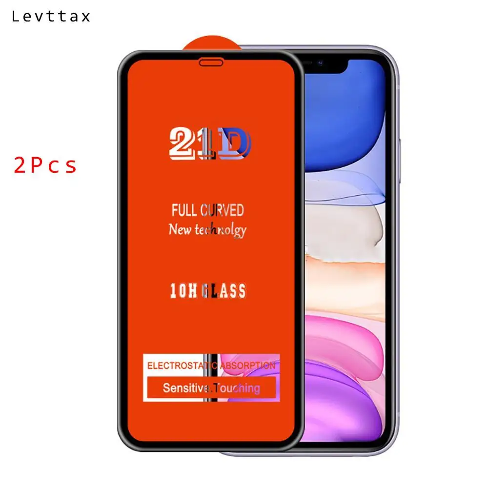 

Изогнутое защитное стекло с полным покрытием 21D для iPhone 12 Mini 11 Pro Max XS XR X 8 7 6S, 2 шт.