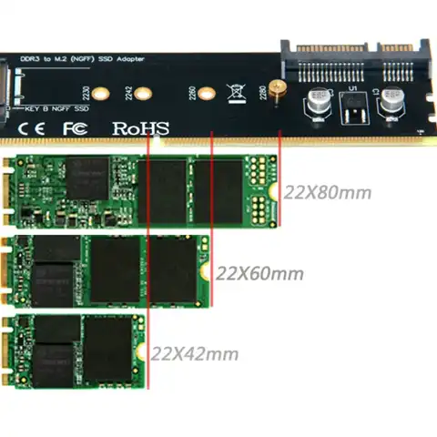 Адаптер SATA на M.2 (NGFF), слот для карты памяти DDR на M.2 SSD B-ключ, плата адаптера DDR2 DDR3 DDR4
