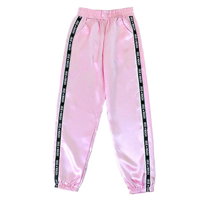 Style2-Pink Vertvie Highlight спортивные штаны с большим карманом, Женские глянцевые брюки с лентами, Харадзюку, беговые штаны в полоску с высокой талией - Цвет: Style2-Pink