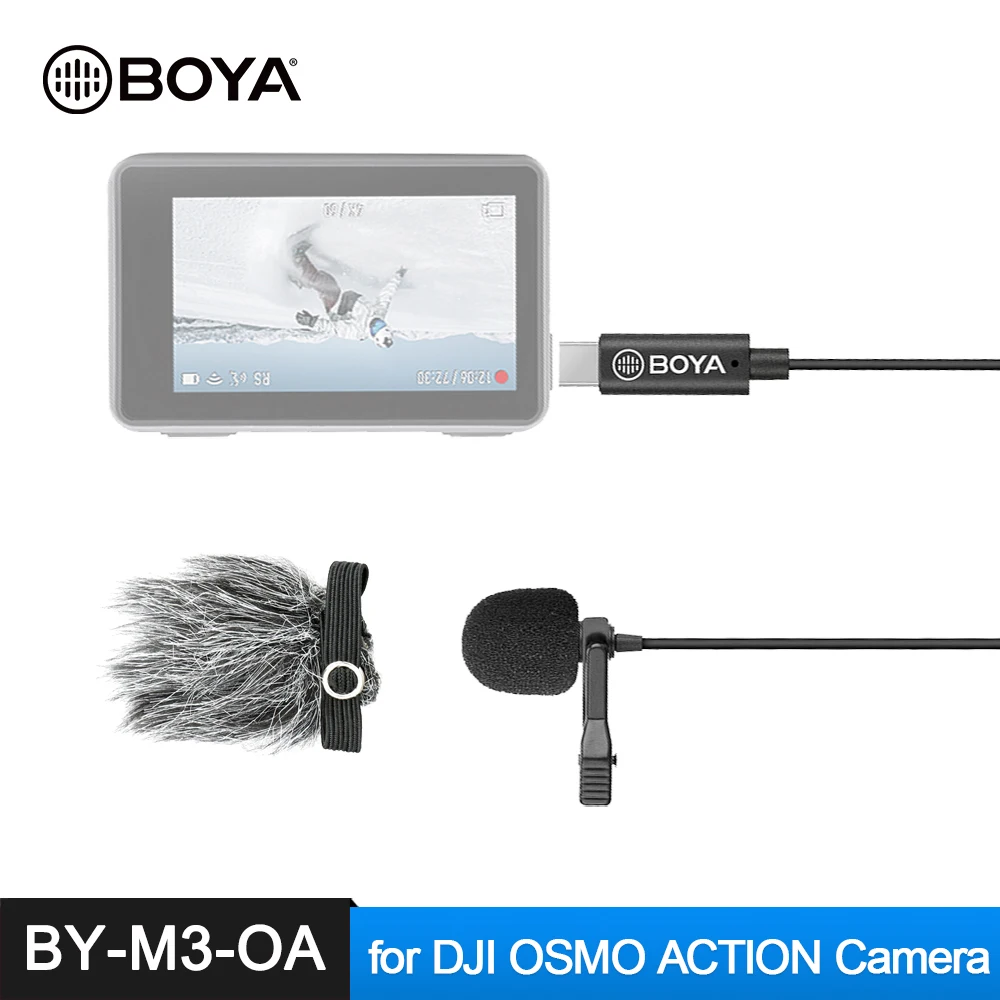 

Всенаправленный микрофон BOYA BY-M3-OA Lavalier с аудиовыходом типа C, предназначенный для аксессуаров для экшн-видеокамеры DJI OSMO
