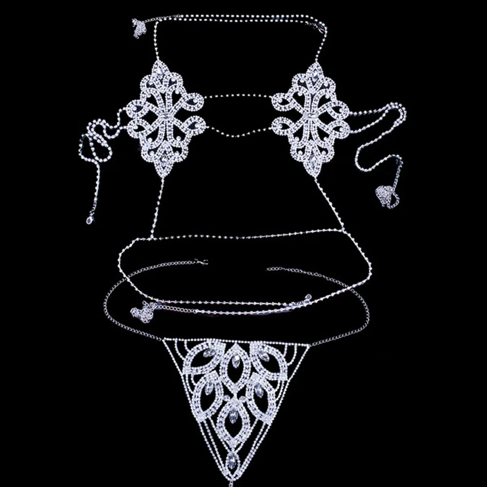 Роскошные сексуальные аксессуары Стразы цепочка для тела бюстгальтер ожерелье