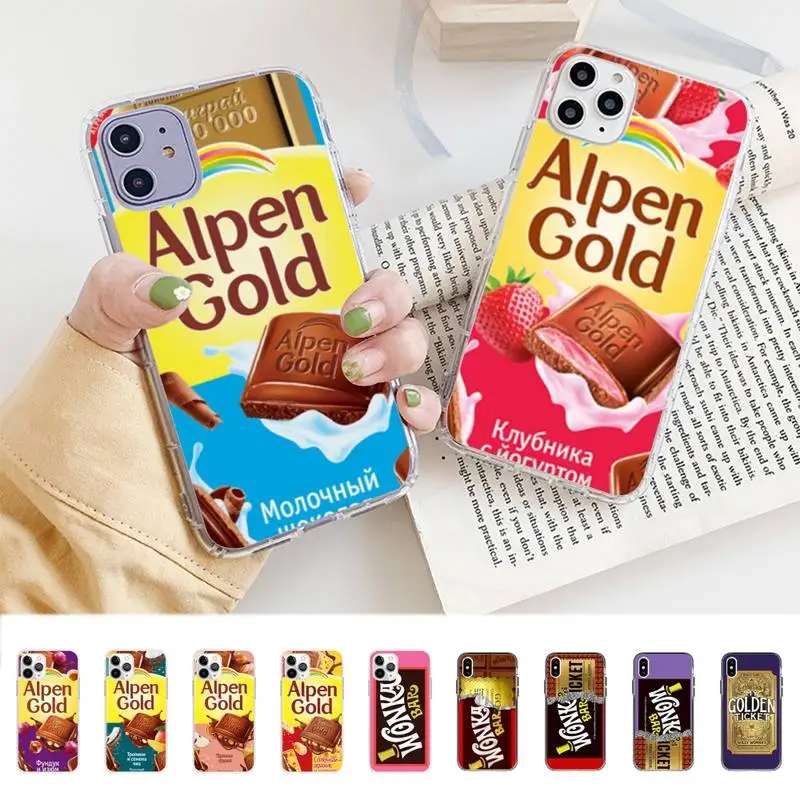 FHNBLJ Wonka Bar с золотым билетом Alpen Золотой шоколадный чехол для телефона iPhone 8 7 6 6S Plus X