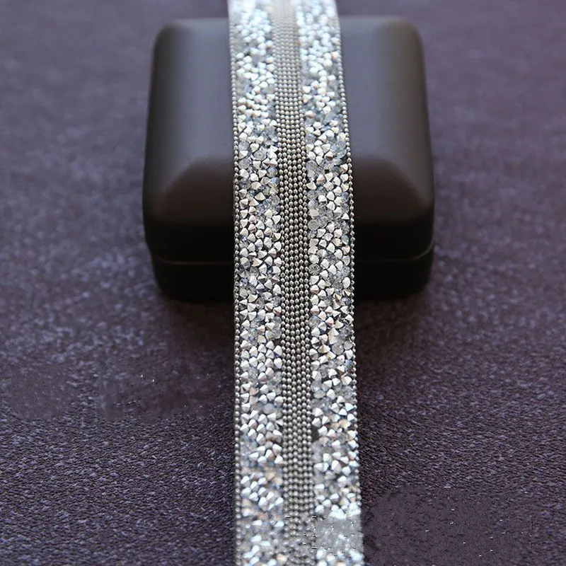 Золотистый серебристый цвета алмаза Стразы кружевная лента для отделки ленты DIY хрустальные свадебные