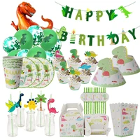 dino party supplies dinosaur balloons paper straws disposable tableware set kids boy birthday party decoration jungle party