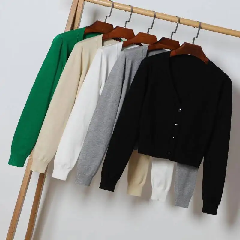 Женский укороченный свитер Flymokoii повседневный трикотажный кардиган свободного