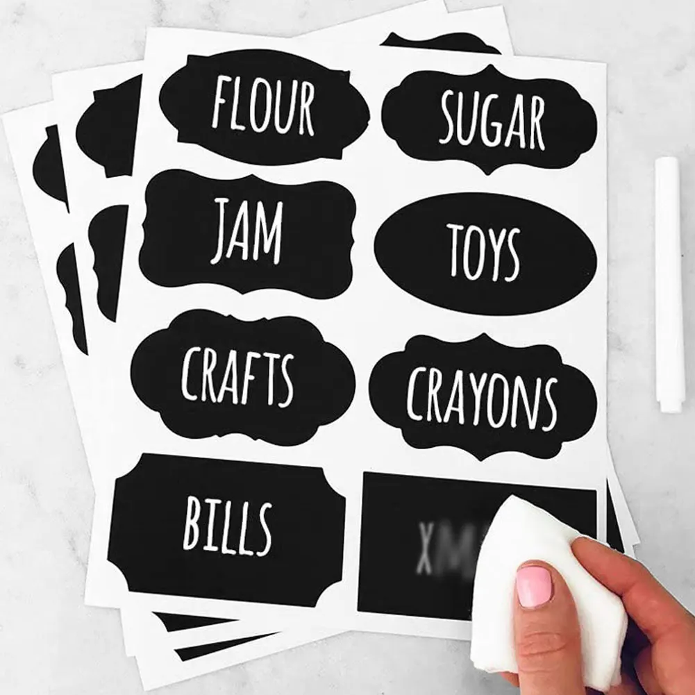 

80PCS Blackboard Label Stickers Waterproof Blackboard Stickers Kit Removable Label Kitchen Jam Spice Stickers For Cans