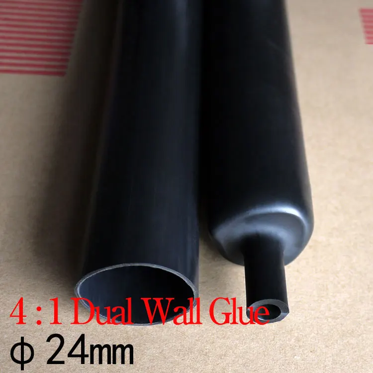 

1M 24mm Diameter PE 4:1 Ratio Heat Shrinking Tube Adhesive Lined Dual Wall With Thick Glue Wire Wrap Waterproof Kit Cable Sleeve