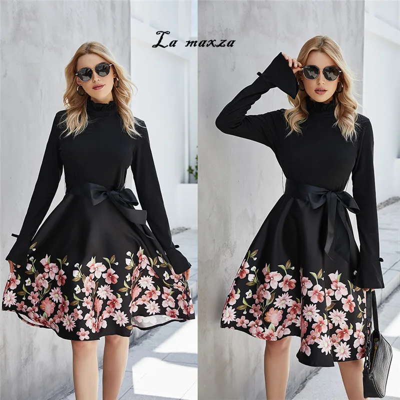 Платья размера плюс Осеннее женское платье 2020 повседневные корейские платья с