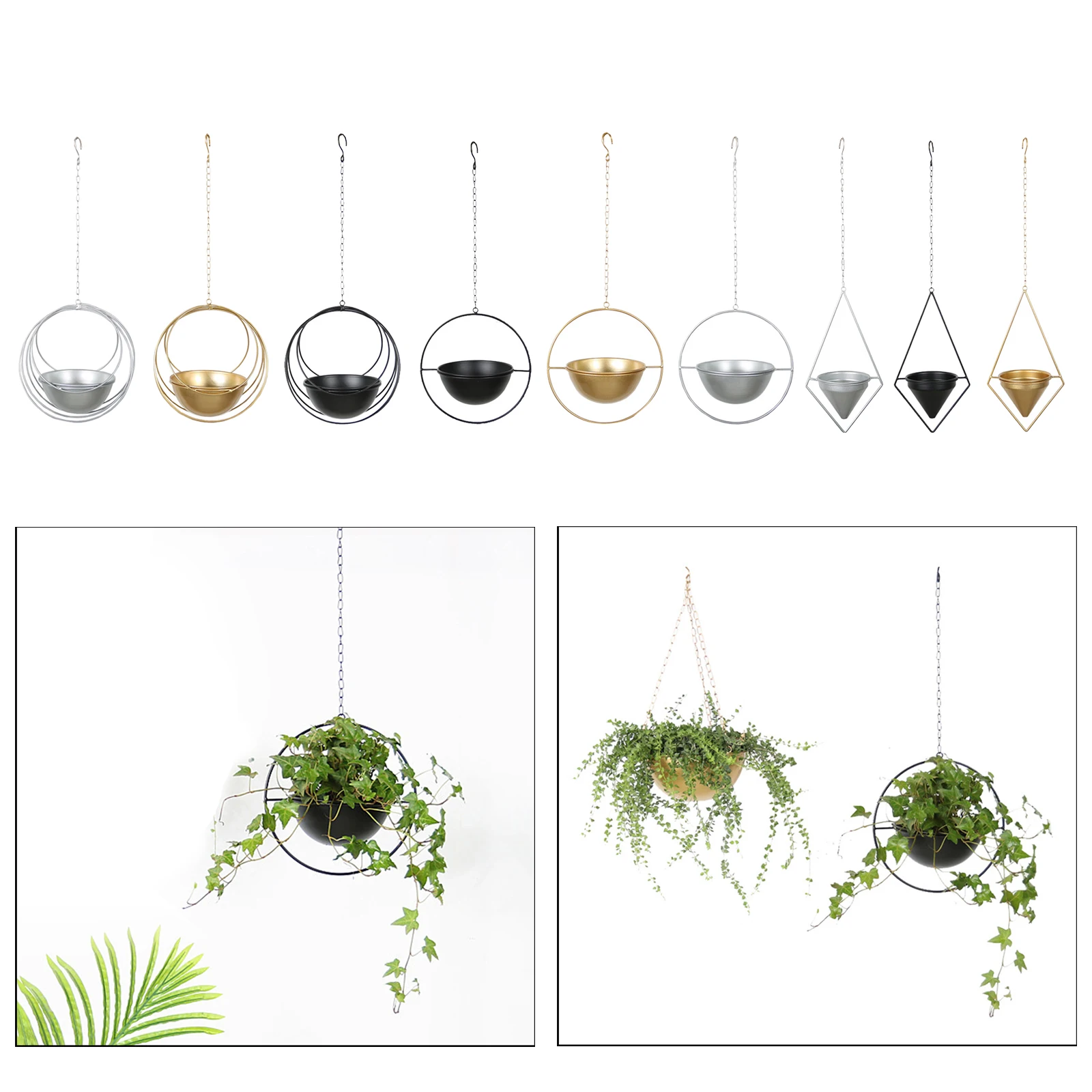 

Nordic Style Iron Art Plant Hanger Chain Hanging Planter Basket Flower Pot