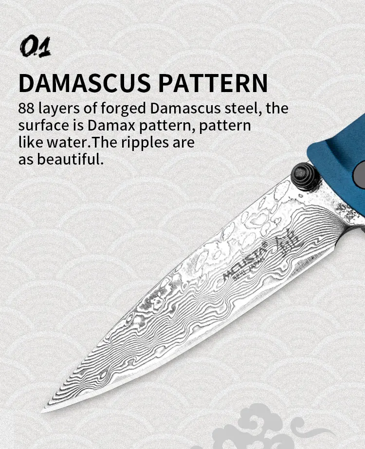 

Superior Quality Damascus Folding Tactical Survival Knife Hunting Camping Multiple High Hardness Military Survival Knife Pockets