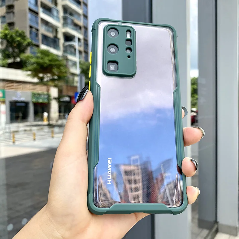 luxury shockproof frame clear phone case for huawei p40 p30 pro lite lens full protective transparent cover for huawei p 40 p30 free global shipping