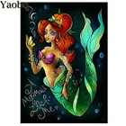 Алмазная вышивка русалка, мультяшная живопись, вышивка крестиком, мозаика, круглые и квадратные камни