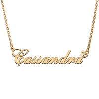 love heart cassandra name necklace for women stainless steel gold silver nameplate pendant femme mother child girls gift