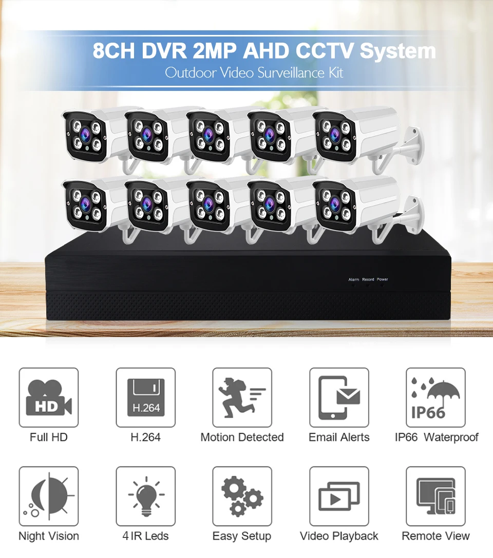 4CH 8CH AHD DVR 1080P CCTV камера система безопасности комплект 2.0MP ИК ночного видения домашняя уличная Водонепроницаемая P2P Видеокамера