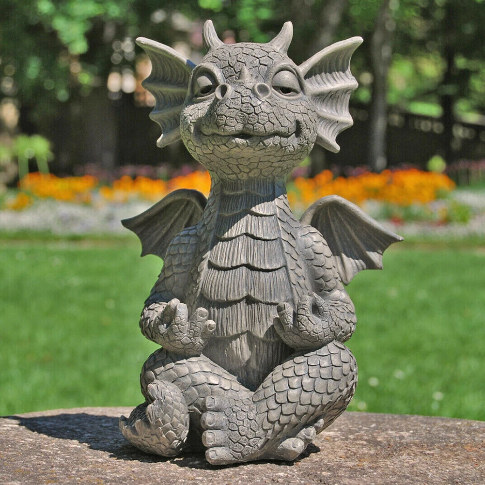 

Small Dinosaur Shape Meditation Garden Statue Resin Ornament Outdoor Yard Funny Gift Table Room Decoration outdoor decor