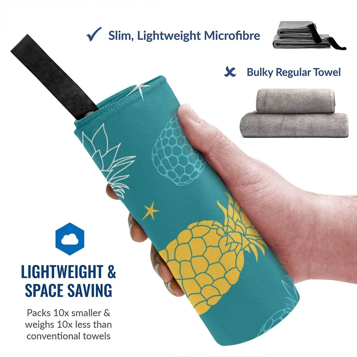 Быстросохнущее Большое банное полотенце с рисунком ананаса тонкое