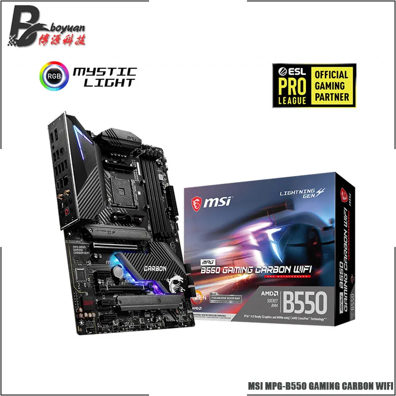 MSI MPG B550 игровой карбоновый WIFI ATX AMD B550M DDR4 4866(OC) МГц M.2 SATA3 USB3.2 128G лучшая поддержка R9