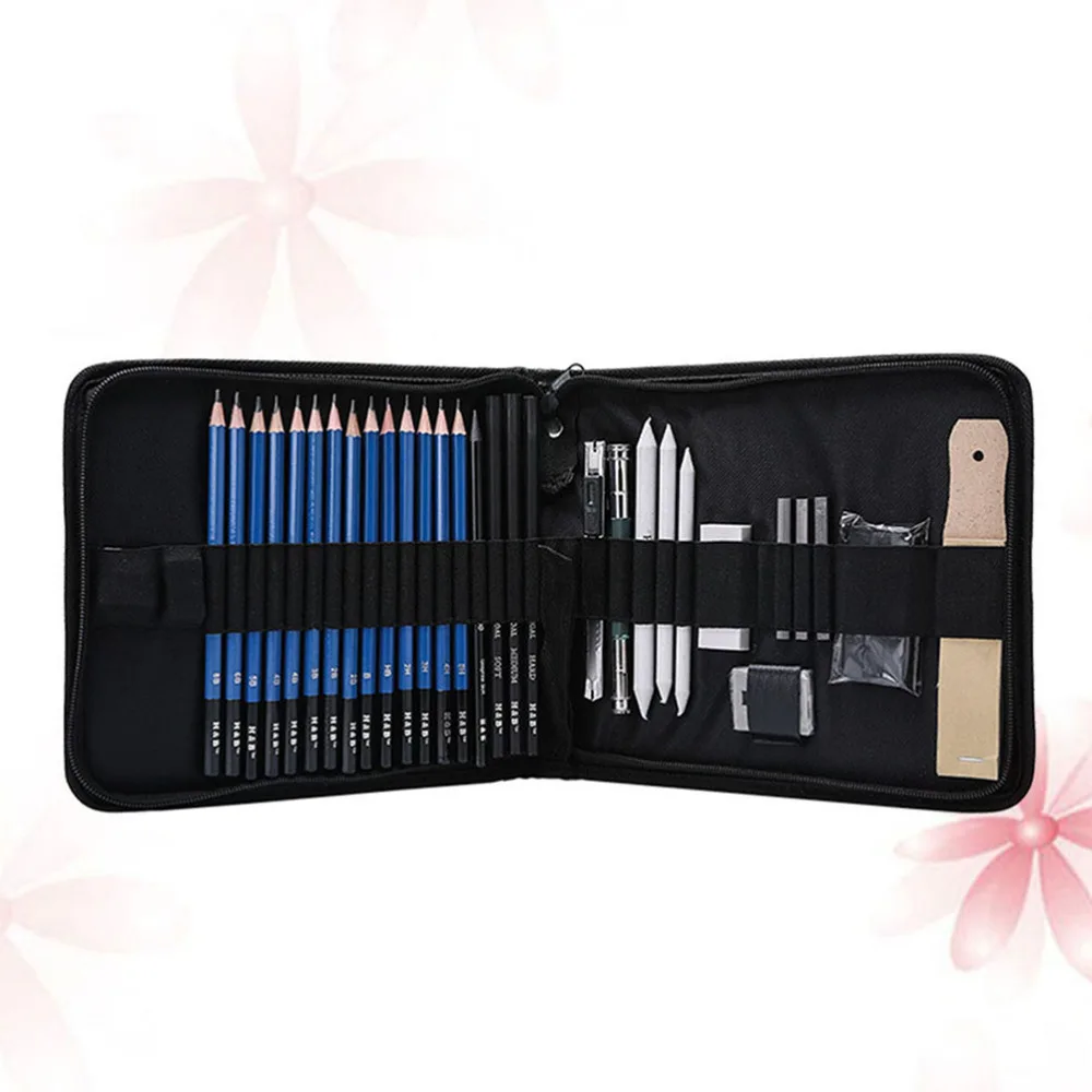 

35pcs Pencil Sets Stationery Sets Professional Sketching Drawing Pencils Kit Set Wood Pencil with Storage Zipper Bag for Artist