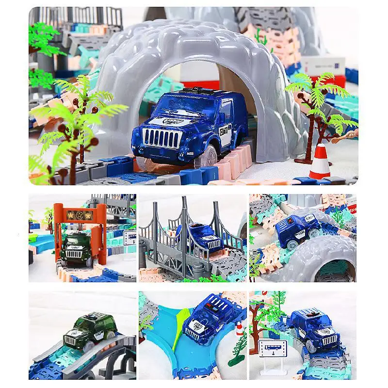 Электрическая железная дорога магический трек набор поездов для детей макарон