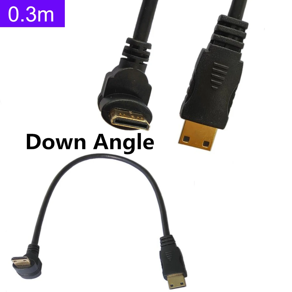 

Мини HDMI удлинитель мини HDMI папа до 90 градусов вниз угол мини HDMI Мужской Шнур 0,3 м