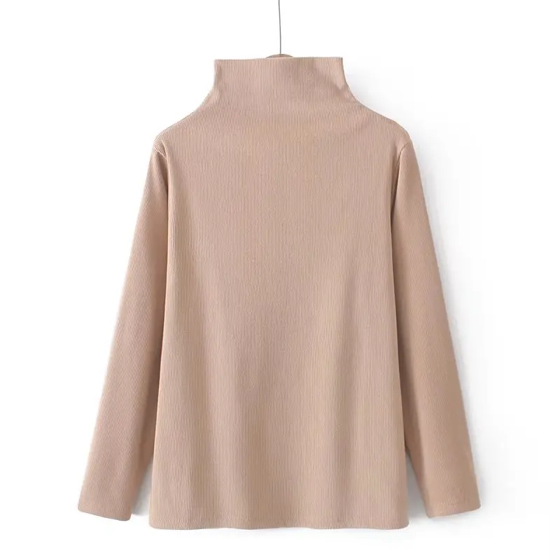 

women's clothing large 2021 plus size autumn winter turtleneck Women t-shirts long sleeve Beige khaki brown pink black t-shirt