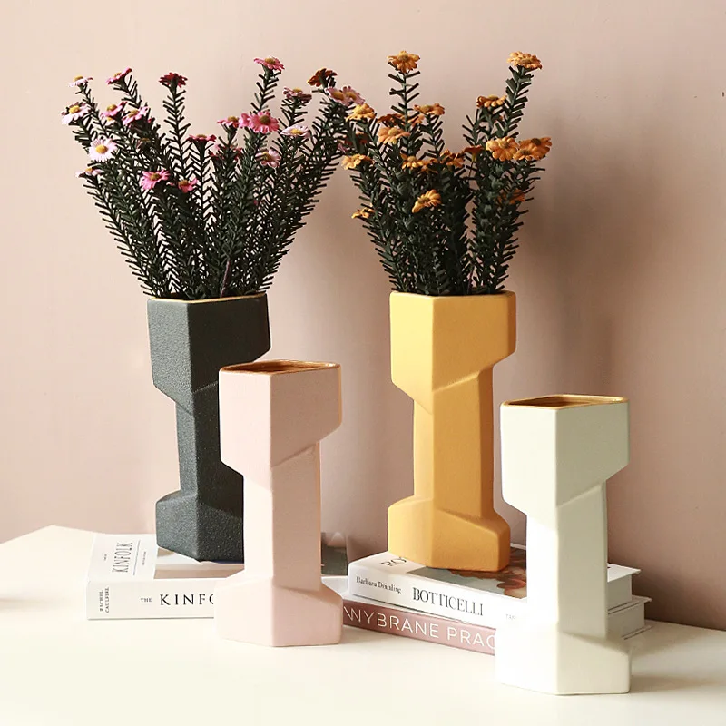 

Современная Минималистичная керамическая ваза, аксессуары для домашнего декора, керамическая Цветочная композиция, ремесла, украшение для...