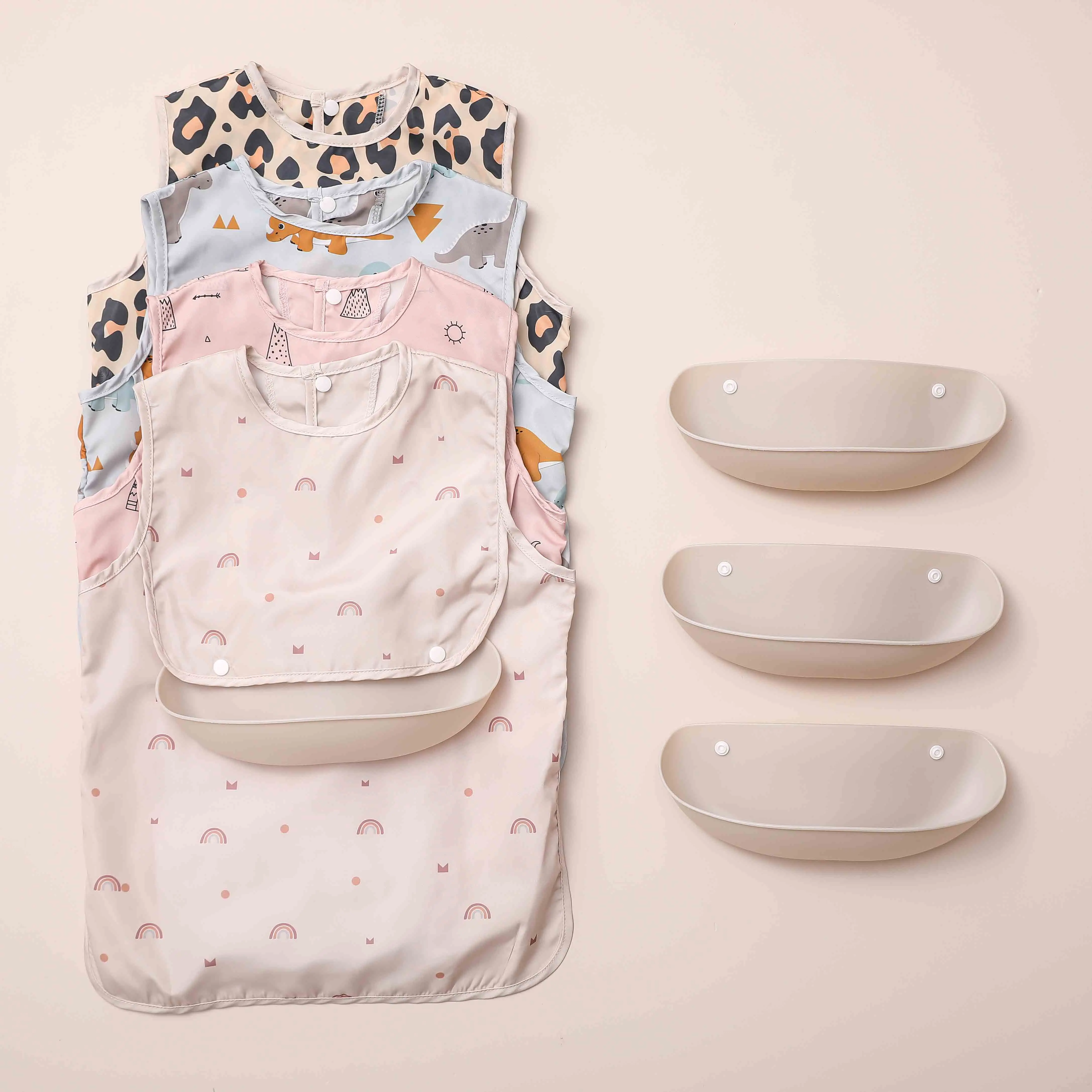 

New Removable Silicone Baby Bib Waterproof Lunch Feeding Bibs Baby Cartoon Feeding Cloth Washable Easy Clean Smock for Children