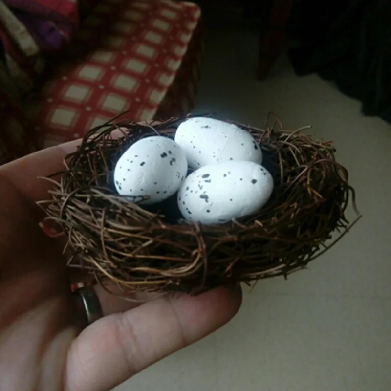 

6-20cm DIY Easter Party Deco Birdnest Egg Bird Pigeon Egg Handmade Rattan Cirle Nest Easter Decoration For Garden Home