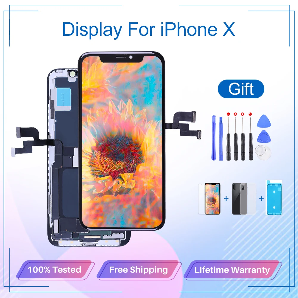 

Grade For Iphone X Soft OLED OEM TFT INCELL With 3D Touch Digitizer Assembly LCD Screen Replacement Display With Free Tools