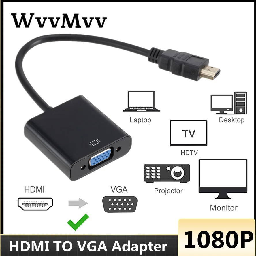 

WVVMVV 1080P HD HDMI-compatible to VGA adapter converter cable For Xbox PS4 PC laptop TV box to projector display HDTV