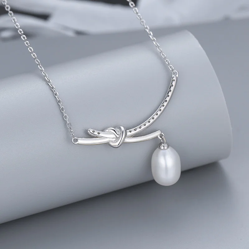 

New S925 silver Korean freshwater pearl necklace women's color separation craft pendant clavicle chain DIY