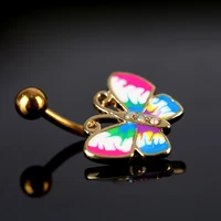 luminous butterfly navel piercing ring glitter ombligo cartoon pircing color mix exquisite gift woman zircon for girls pirc