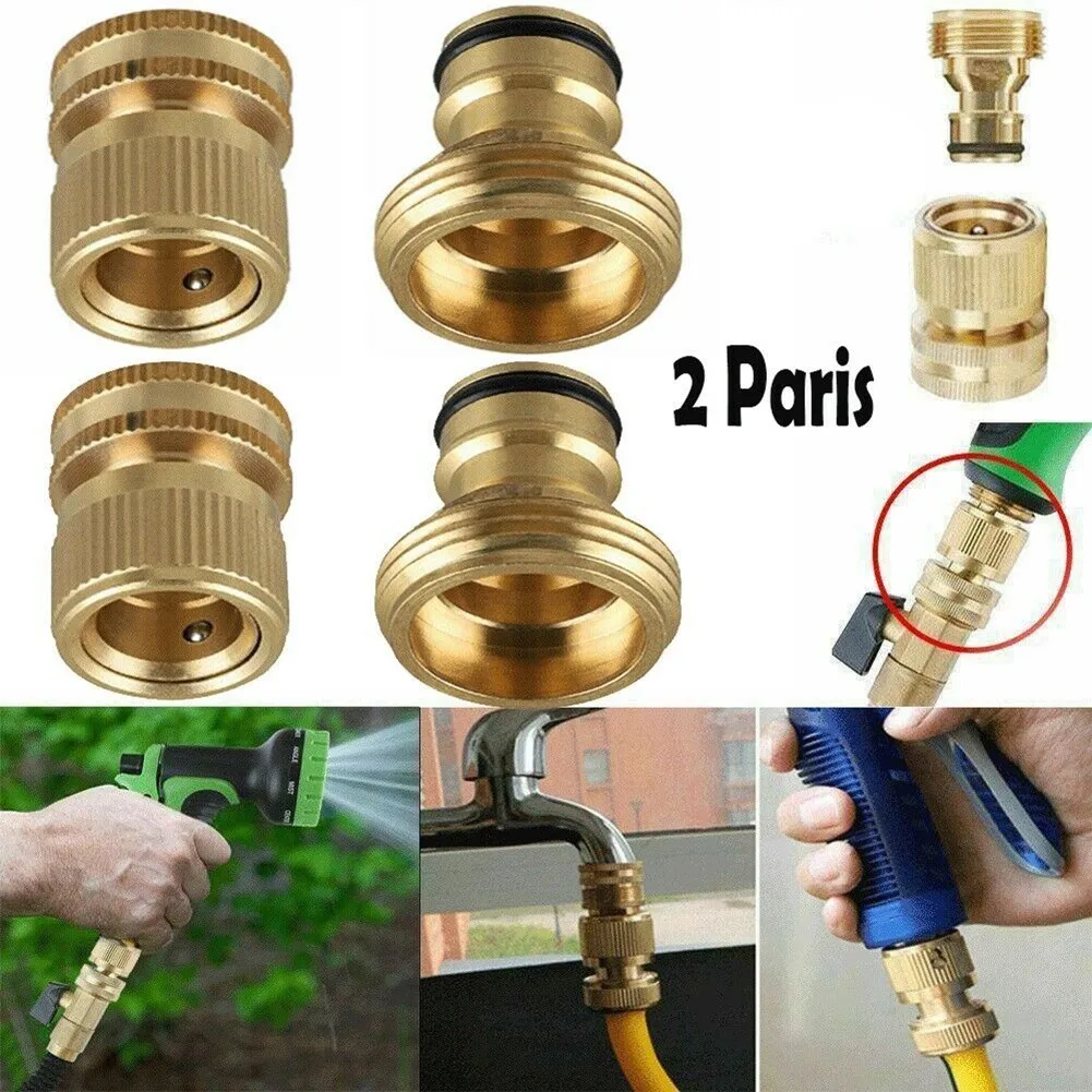 

1set Standard 3/4"GHT Water Hose Quick Connector Garden Hoses Quick Connectors Fit Brass Male Female Connect Fitting
