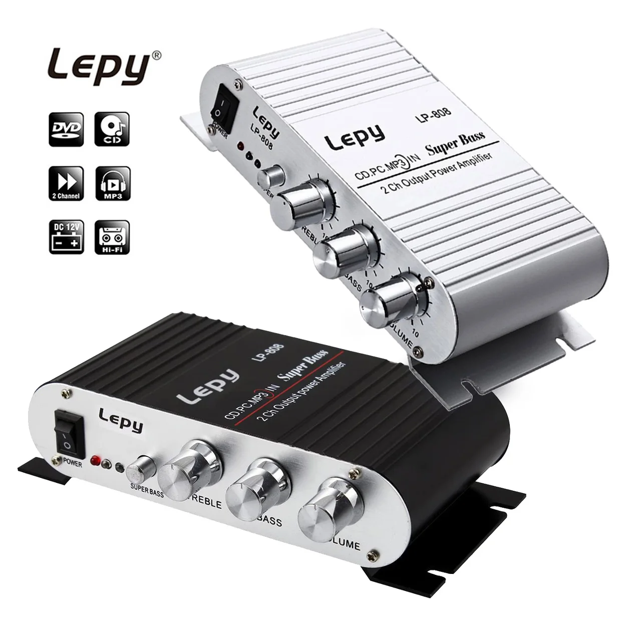 Усилитель Lepy LP-808 Mini Power HiFi стерео для автомобильного двигателя и велосипеда