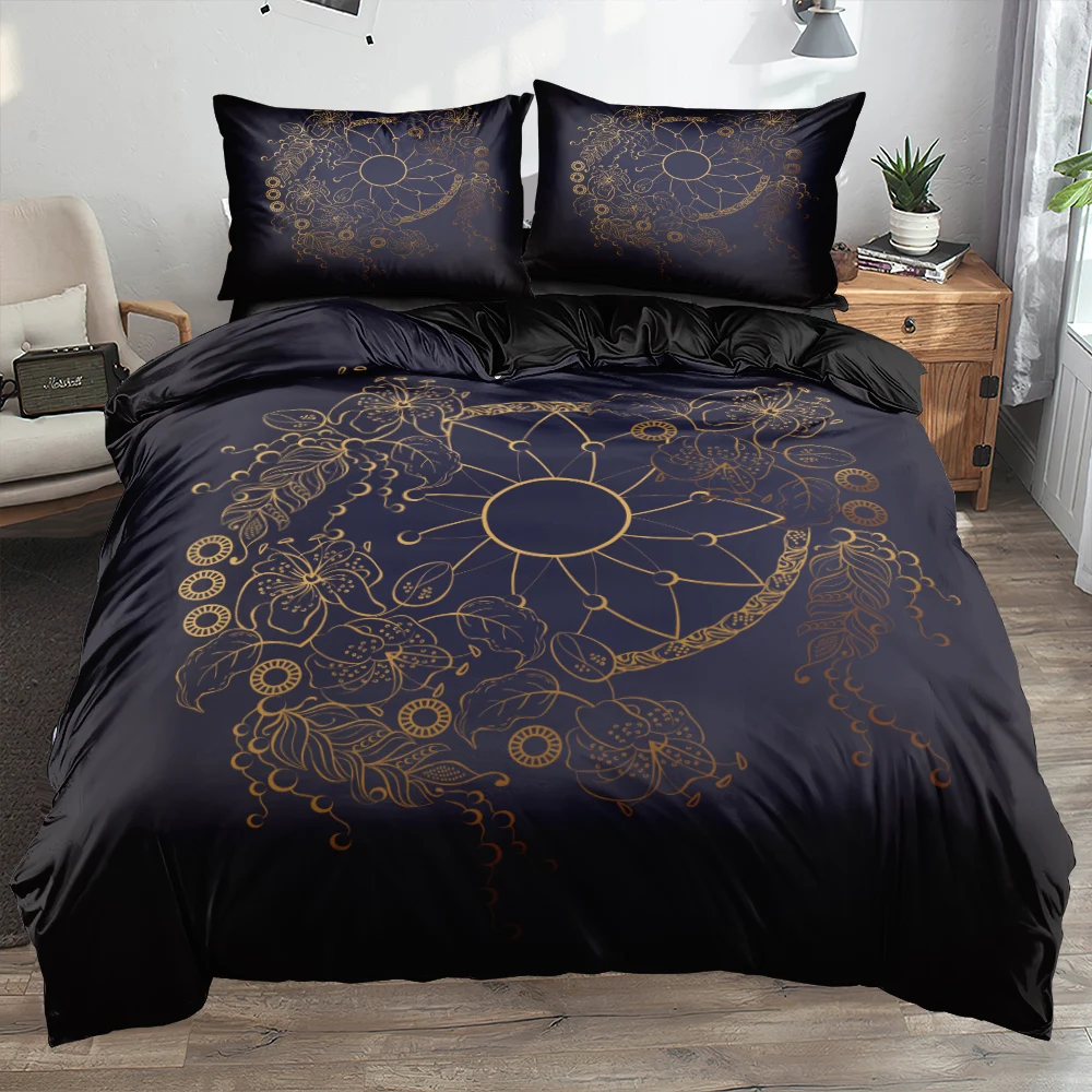 

3D Black Bohemian Bedding Sets Comforter Cases Set Pillow Shames Duvet Covers King Queen Full Twin Size Custom Design Beddings